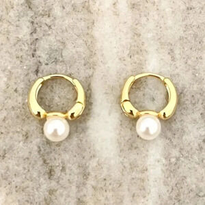 925 Sterling Silver Pearl Huggie Earrings Small Huggie Hoop Earrings